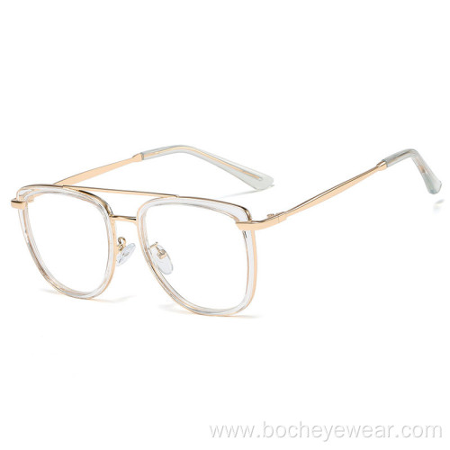 New comfortable TR90 large frame optical lens round frame metal leg anti blue light glasses can be equipped with myopia glasses